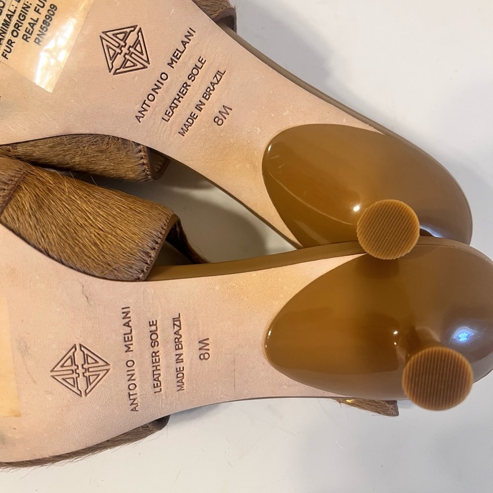 NWOT $116 Antonio Melani Camel Bovine Hair Leather Slingback Pumps - Picture 6 of 7